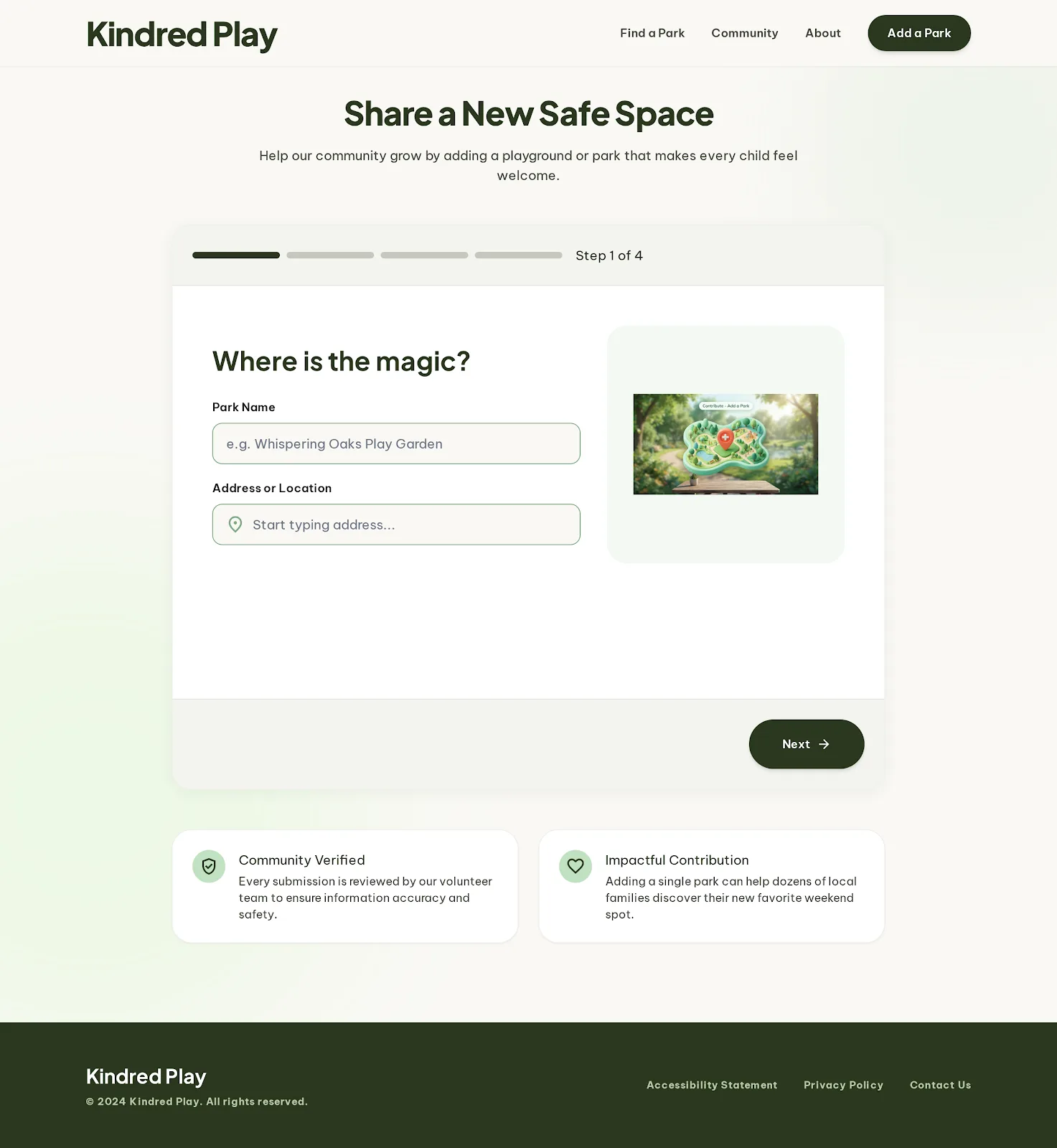 Multi-step form for submitting a new playground to the platform